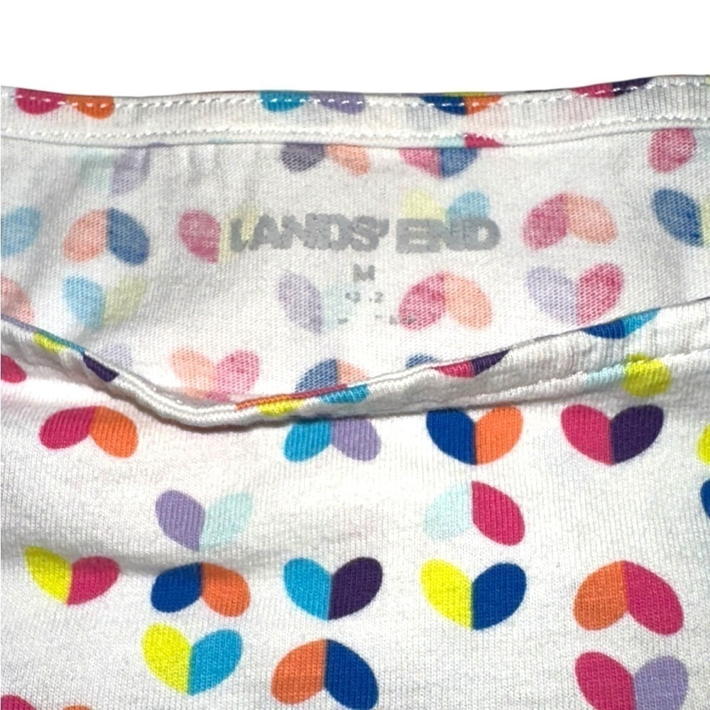 LANDS ' END Girls Short Sleeve Shirt Colorful Heart Pattern 10-12 Medium - Picture 5 of 5